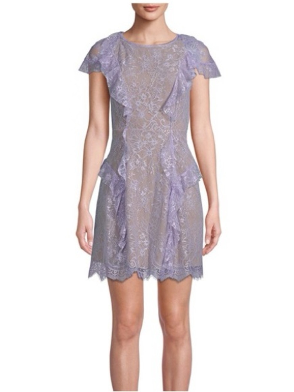 NWOT For Love & Lemons Mockingbird Ruffle Lace Dress Lavender Mini XS
